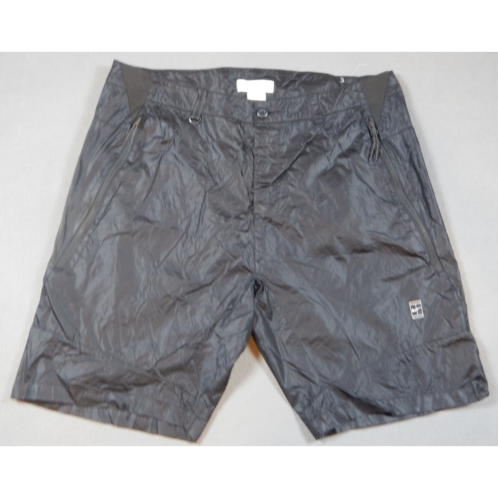 NikeCourt Shorts Mens XL Black Nylon‎ Woven Button Fly Zip Pockets Active READ